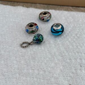 Elegant Multicolor Pandora Murano glass Charm Set